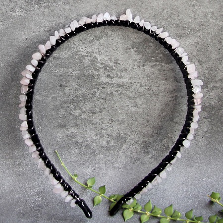 Natural Rose Quartz Hair Bands PW-WG1C09B-06-1