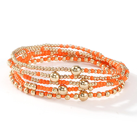 Gold Beaded Friendship Bracelet Set Handmade Stacking Jewelry for Women TB4137-6-1