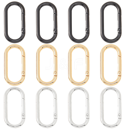 12Pcs 3 Colors Zinc Alloy Spring Gate Rings FIND-HS0001-39-1