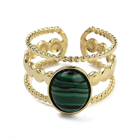 Oval Natural Malachite Finger Rings RJEW-N046-06B-G-1