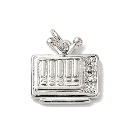 Brass Micro Pave Clear Cubic Zirconia Charms KK-A273-17P-1