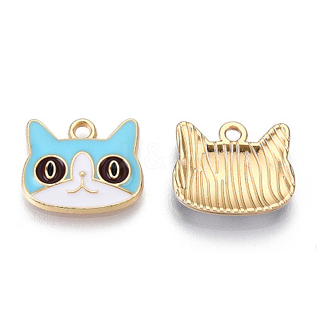 Light Gold Plated Alloy Kitten Pendants X-ENAM-T009-41A-1