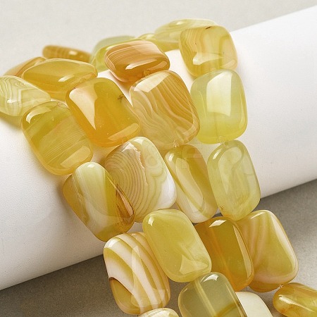 Natural Yellow Agate Beads Strands G-K392-B01-13x18mm-1