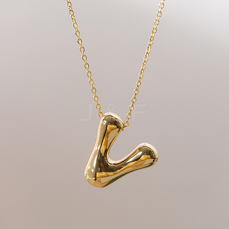 Brass Chunky Initial Pendant Necklaces WG97A63-22-1