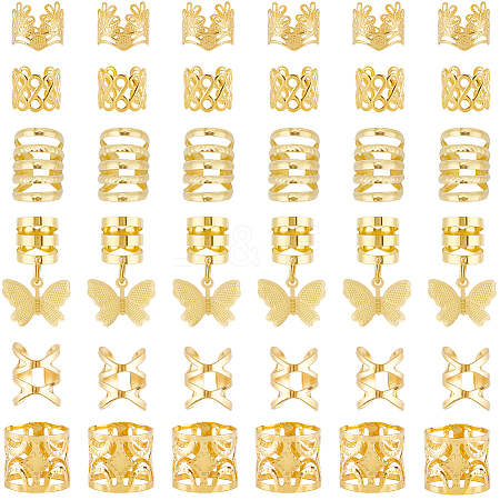 180Pcs 6 Styles Iron & Alloy Dreadlocks Beads Hair Decoration FIND-SC0020-47-1