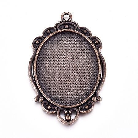 Tibetan Style Pendant Cabochon Settings LS-TIBEP-A22962-R-FF-1