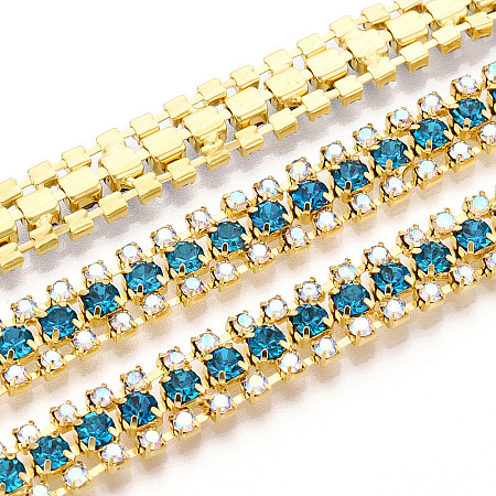 Iron Rhinestone Cup Chains CH-T006-04G-08-1