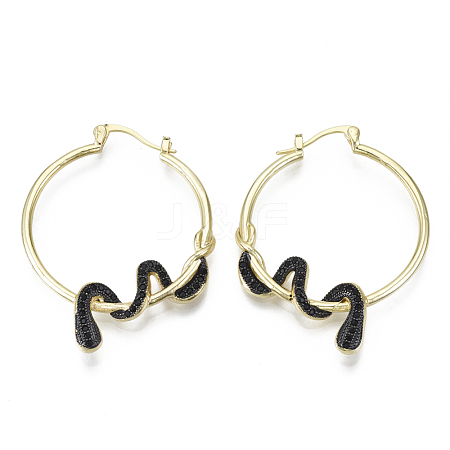 Brass Micro Pave Cubic Zirconia Hoop Earrings KK-R137-024A-NF-1