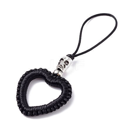 Heart Braided Nylon Cord Mobile Accessories HJEW-JM00607-03-1