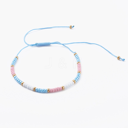 Adjustable Nylon Thread Braided Bead Bracelets BJEW-JB06160-04-1
