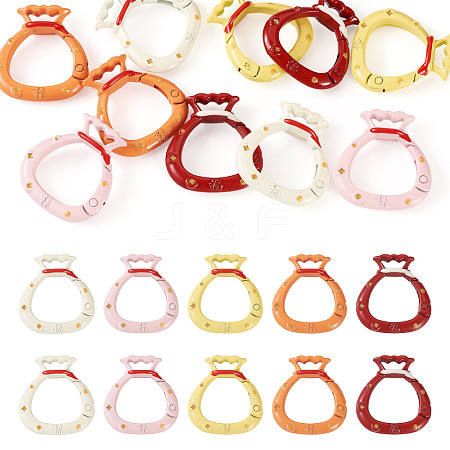 10Pcs 5 Colors Alloy Spring Gate Rings FIND-TA0008-59B-1