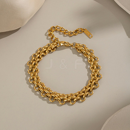 Punk 304 Stainless Steel Link Chain Bracelets for Women BJEW-L717-02G-1