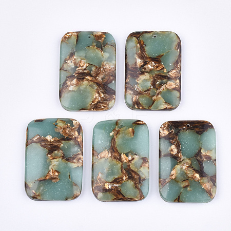 Assembled Natural Bronzite and Synthetic Aqua Terra Jasper Pendants G-S329-050-1