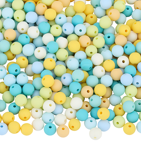 500Pcs Rubberized Style Imitated Silicone Acrylic Beads MACR-SP0001-07F-1