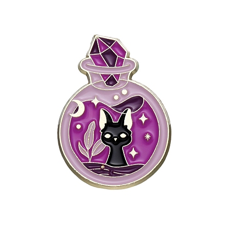 Magic Cat Metal Badge Alloy with Enamel Halloween Brooch PW-WG72375-03-1