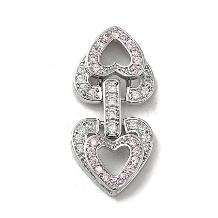 Brass Micro Pave Cubic Zirconia Fold Over Clasps KK-H455-53P-01-1