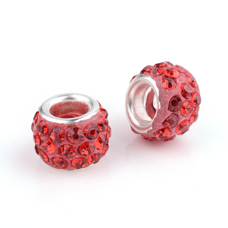 Polymer Clay Rhinestone European Beads CPDL-S007-02-1