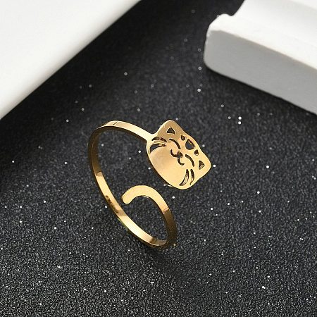 304 Stainless Steel Cuff Rings for Women RJEW-F195-02G-1