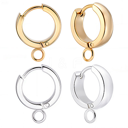 16Pcs 2 Colors 201 Stainless Steel Huggie Hoop Earrings Findings STAS-BBC0008-39B-1