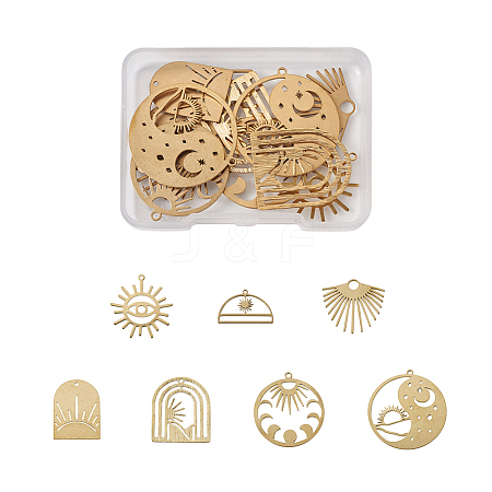  Jewelry 14Pcs 7 Style Brass Charms KK-PJ0001-26-1