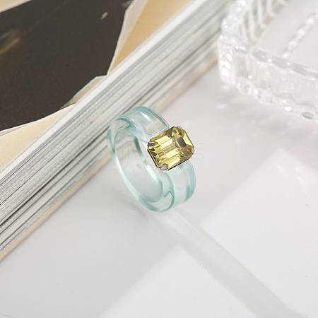Rectangle Resin with Glass Finger Rings for Women FS-WG96B1D-03-1