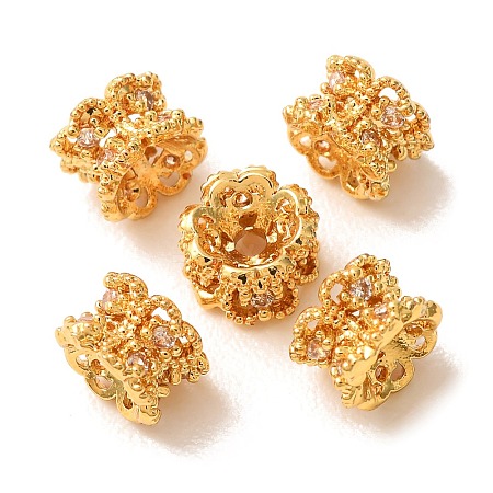 Brass Micro Pave Cubic Zirconia Beads CU-CBA54A3-02G-02-1
