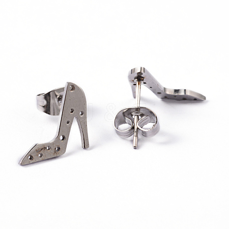High-heeled Shoes 304 Stainless Steel Stud Earrings X-EJEW-L165-118P-1