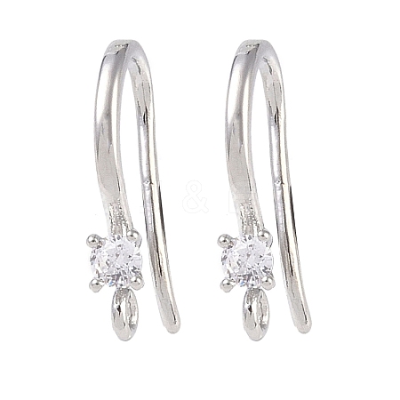 Brass Micro Pave Cubic Zirconia Earring Hooks KK-U008-09P-1