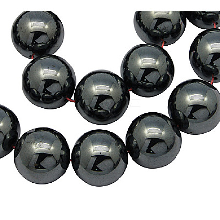 Non-Magnetic Synthetic Hematite Beads Strands G-H1624-14mm-1-1
