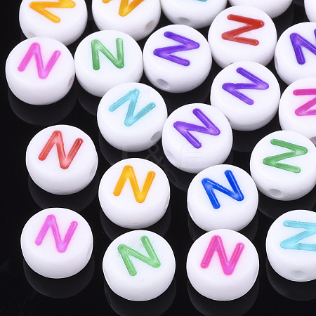 Initial Acrylic Beads X-OACR-E001-20N-1