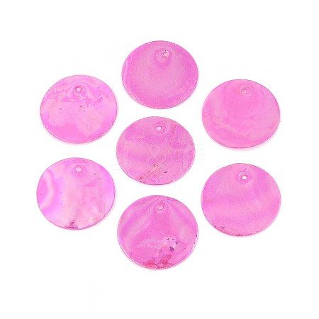 AB Color Plated Capiz Shell Pendants SSHEL-T008-01D-1