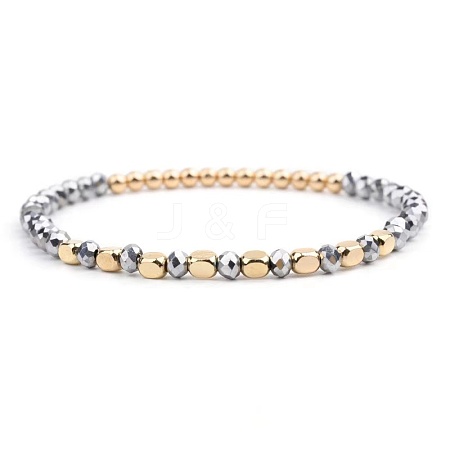 Synthetic Non-magnetic Hematite Beads Stretch Bracelets for Women KP6261-8-1