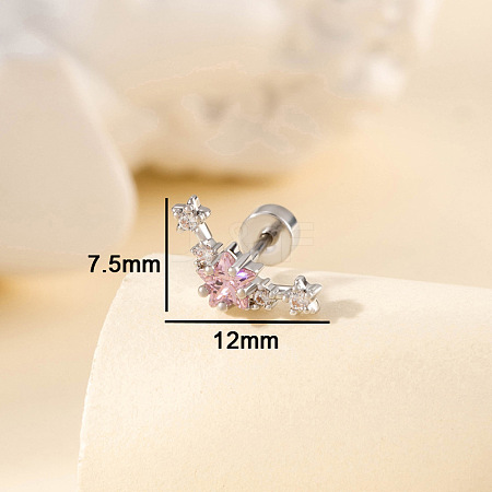 Brass Pave Cubic Zirconia Star Cartilage Earrings FS-WG0D3BD-02-1