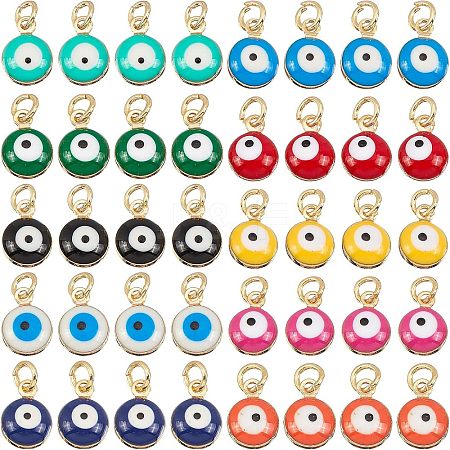 40Pcs 10 Colors Real 18K Gold Plated Plated Brass Enamel Beads KK-NB0001-45-1