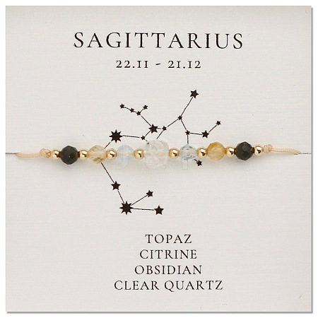 Natural stone constellation bracelet with 12 zodiac signs NR2952-6-1
