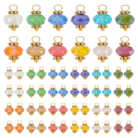 100Pcs Glass Pendants PALLOY-LP00002-1