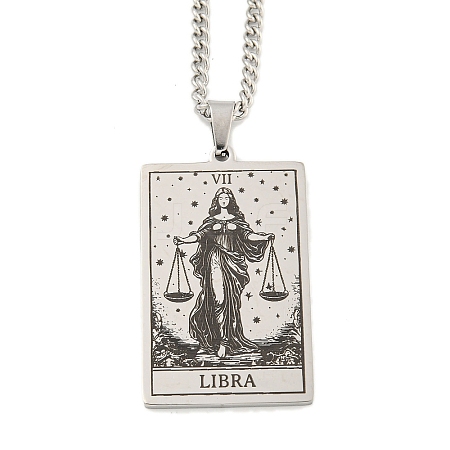 Non-Tarnish 304 Stainless Steel Tarot Pendant Necklaces NJEW-A026-01P-07-1