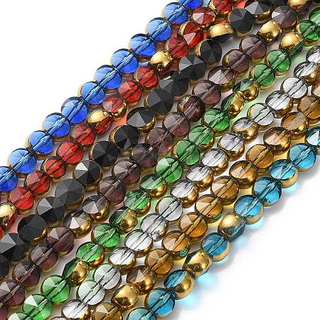 Half Plated Electroplate Transparent Glass Beads Strands EGLA-E060-02A-HP-1
