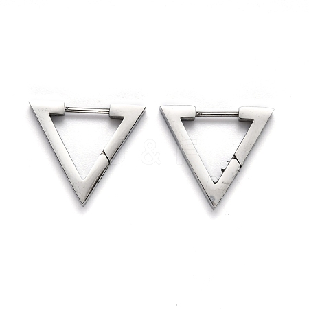 304 Stainless Steel Triangle Huggie Hoop Earrings STAS-H156-02A-P-1