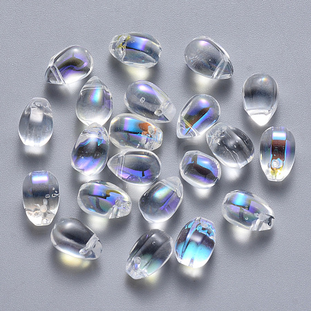 Transparent Spray Painted Glass Charms GLAA-R211-03-D07-1