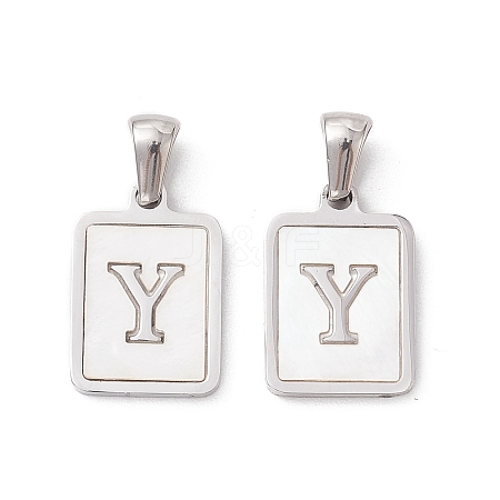 304 Stainless Steel Pave Shell Pendants STAS-G327-01P-Y-1