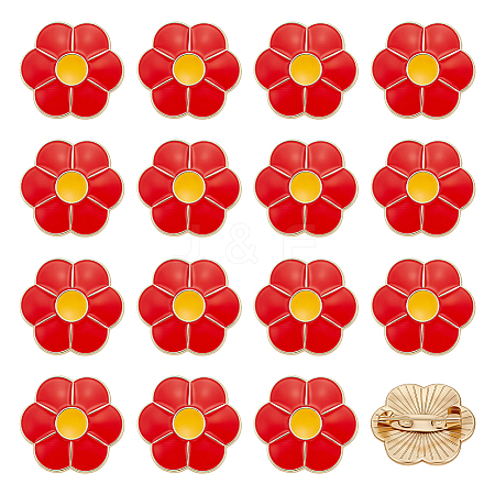 16Pcs Flower Zinc Alloy Enamel Lapel Pins for Backpack Clothes JEWB-FG0001-76-1