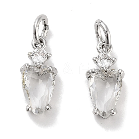 Brass Micro Pave Cubic Zirconia Charms KK-C051-09P-04-1