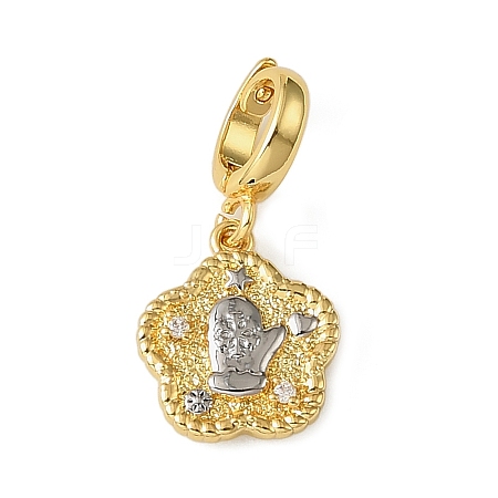 Christmas Brass Rhinestone Flower Pendant Decorations KK-H498-01G-09-1