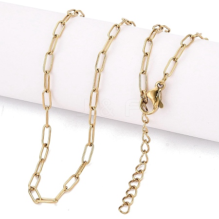 2.5MM Unisex 304 Stainless Steel Paperclip Chain Necklaces STAS-Q113-14G-01-1