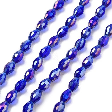 Transparent Electroplate Glass Beads Strands EGLA-A037-T6x8mm-B03-1