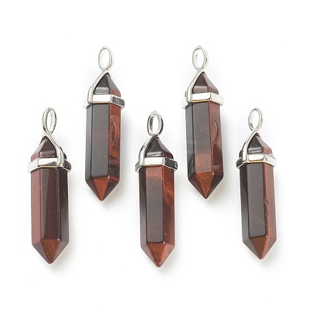 Dyed & Heated Natural Red Tiger Eye Pointed Pendants G-M378-01P-A20-1