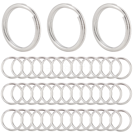 40Pcs 304 Stainless Steel Split Key Rings STAS-CY0001-01B-P-1