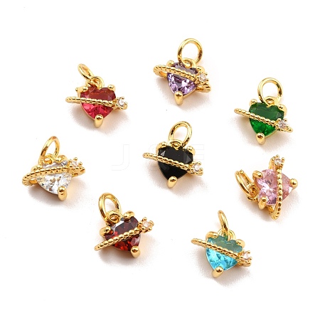 Brass Cubic Zirconia Charms KK-A156-04G-RS-1