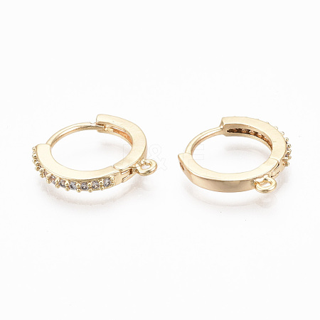 Brass Micro Pave Cubic Zirconia Huggie Hoop Earring Findings KK-T063-013-NF-1